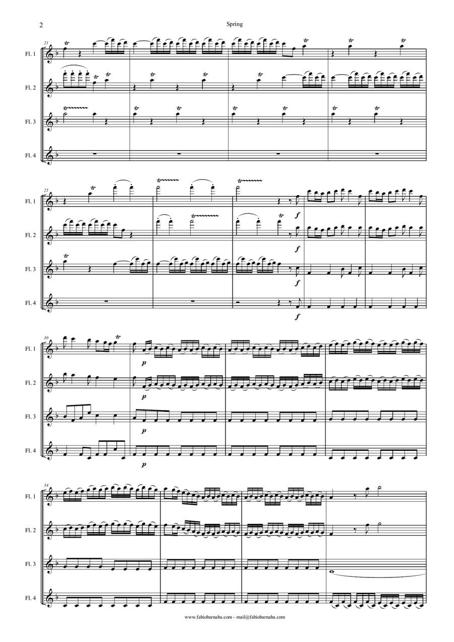 The Four Seasons - Spring - for Flute Quartet or Flute Choir Flute Choir scores gallery preview page 3