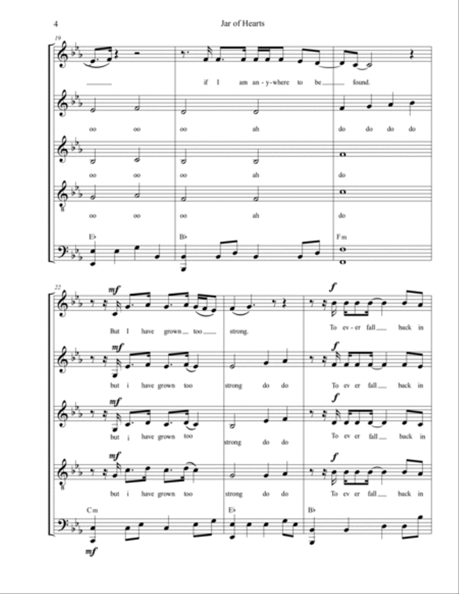 Jar Of Hearts A Cappella scores gallery preview page 4
