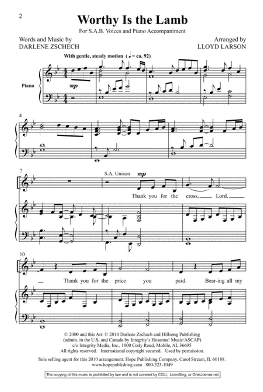 Worthy Is the Lamb 3-Part scores gallery preview page 2