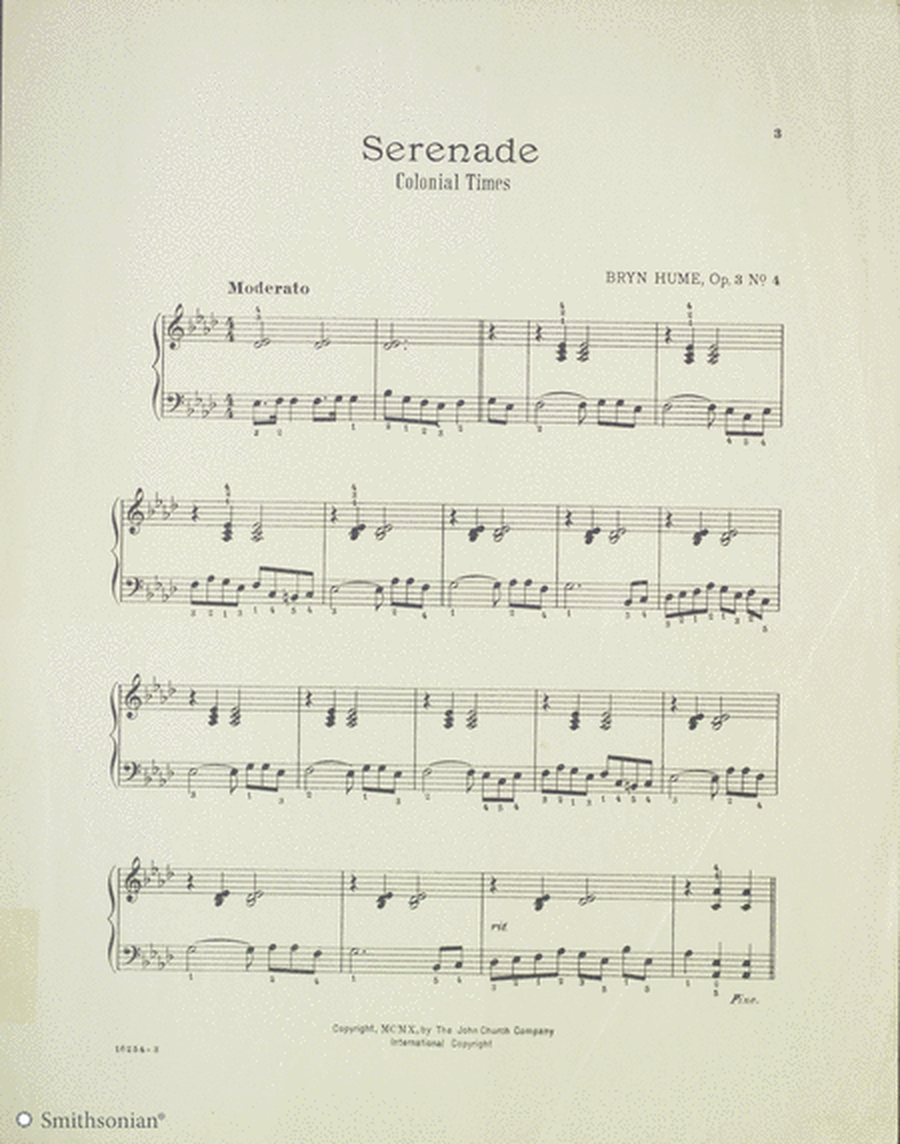 Colonial Times, Sketches for the piano: Serenade
