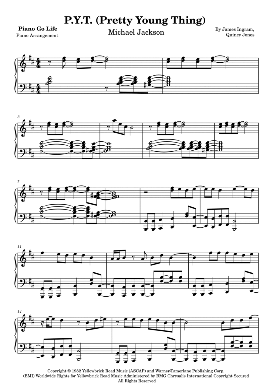 P.y.t. (pretty Young Thing) Piano Solo scores gallery preview page 1