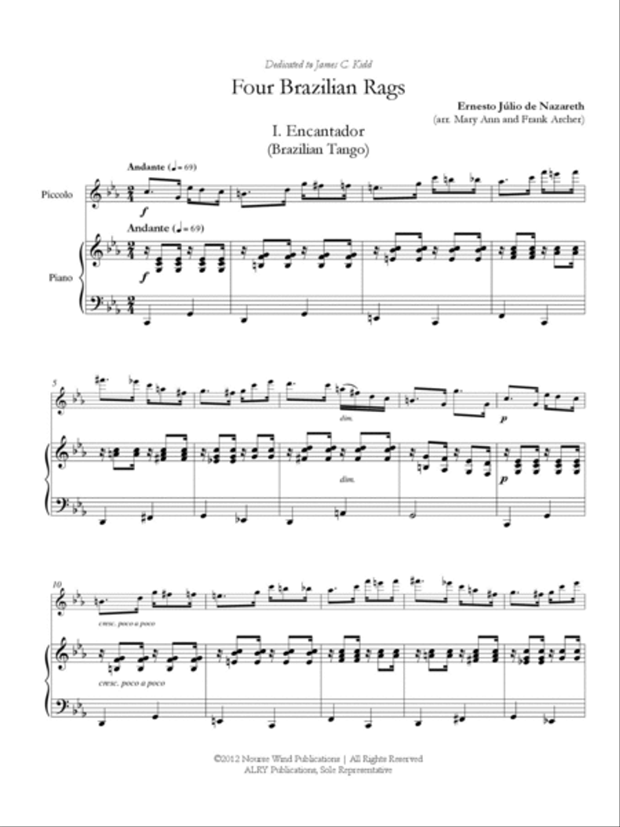 Four Brazilian Rags for Piccolo and Piano Piccolo scores gallery preview page 2