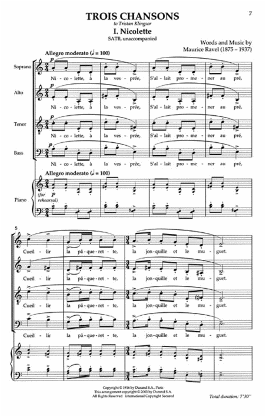 Trois Chansons 4-Part scores gallery preview page 2