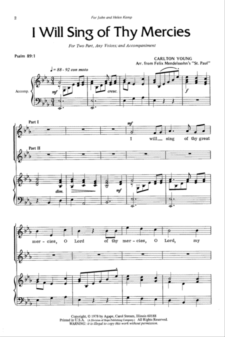 I Will Sing of Thy Mercies 2-Part scores gallery preview page 2