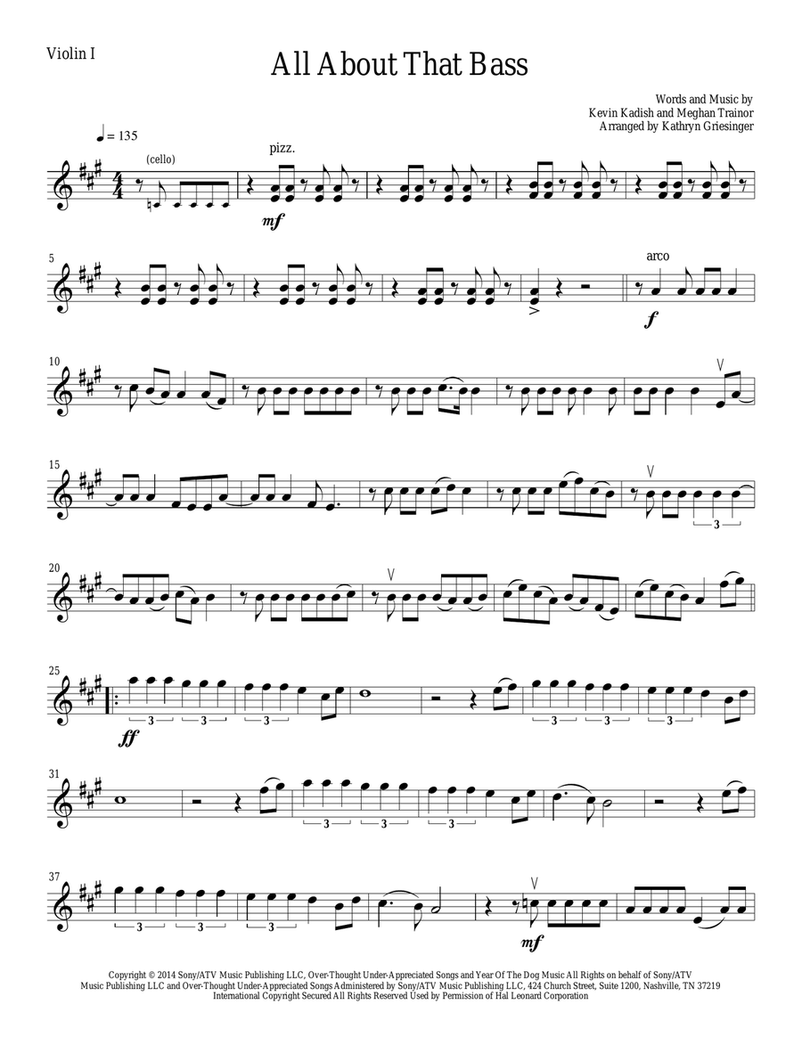 All About That Bass All About That Bass String Quartet scores gallery preview page 1