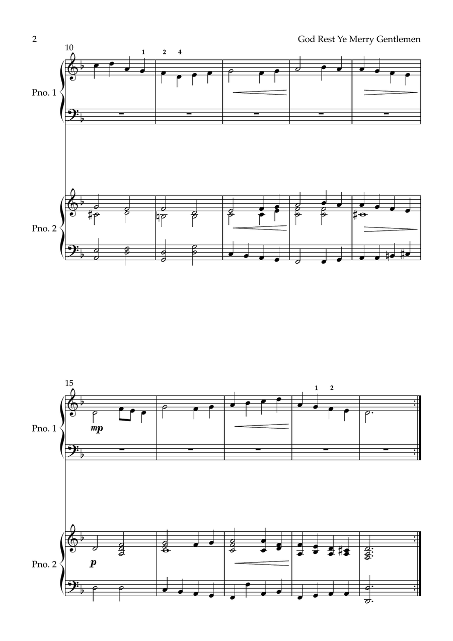 God Rest Ye Merry Gentlemen Easy Piano scores gallery preview page 2