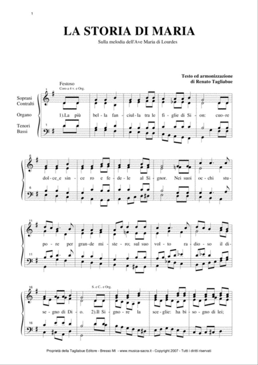 LA STORIA DI MARIA - Tagliabue - Cantico di Natale - For SATB Choir 4-Part scores gallery preview page 1