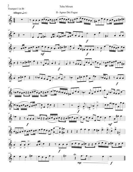 Tuba Mirum and Agnus Dei from the Requiem, by Mozart for Band - 2 of 2, Brass & Percussion Parts image number null