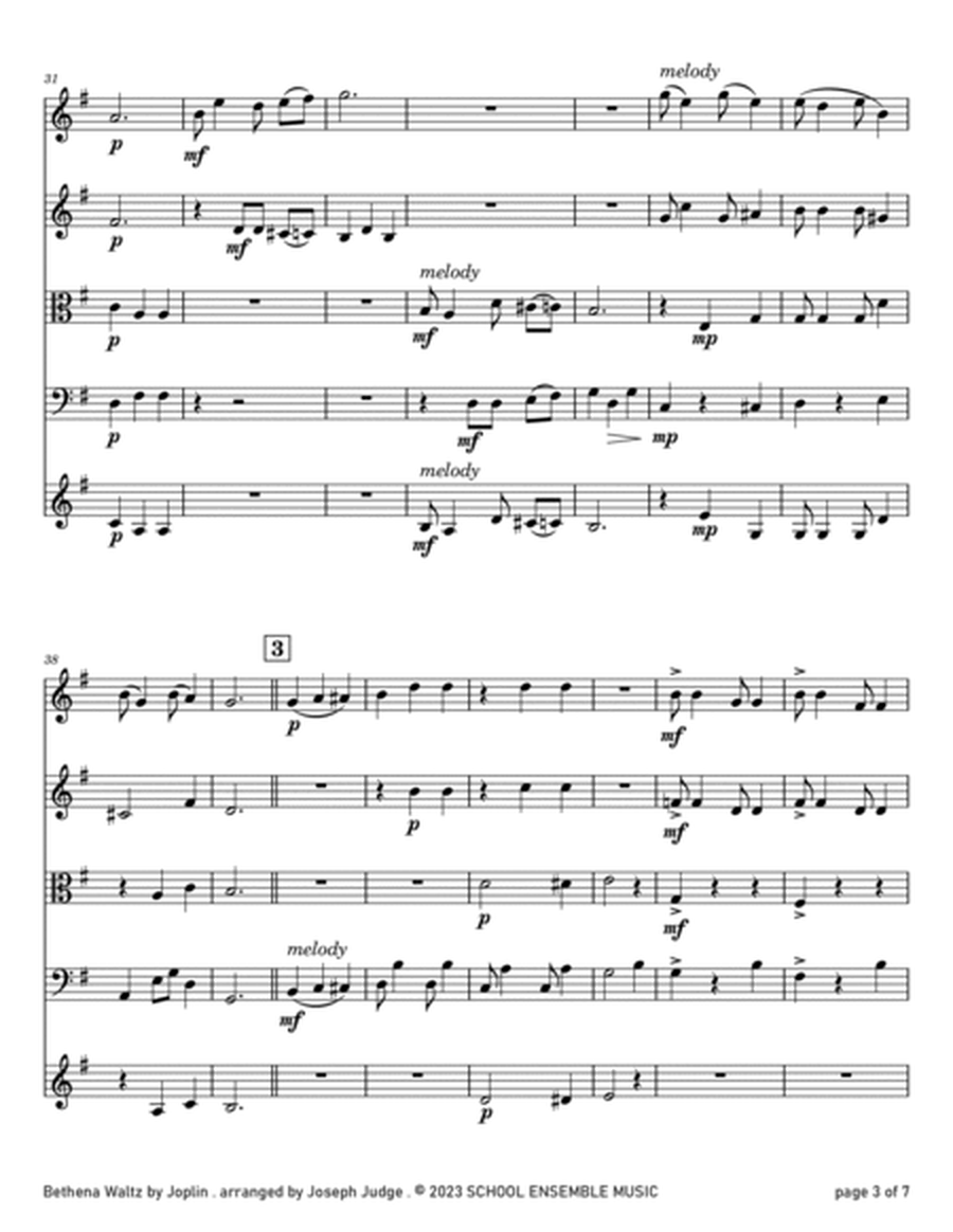 Bethena Waltz by Joplin for String Quartet in Schools image number null