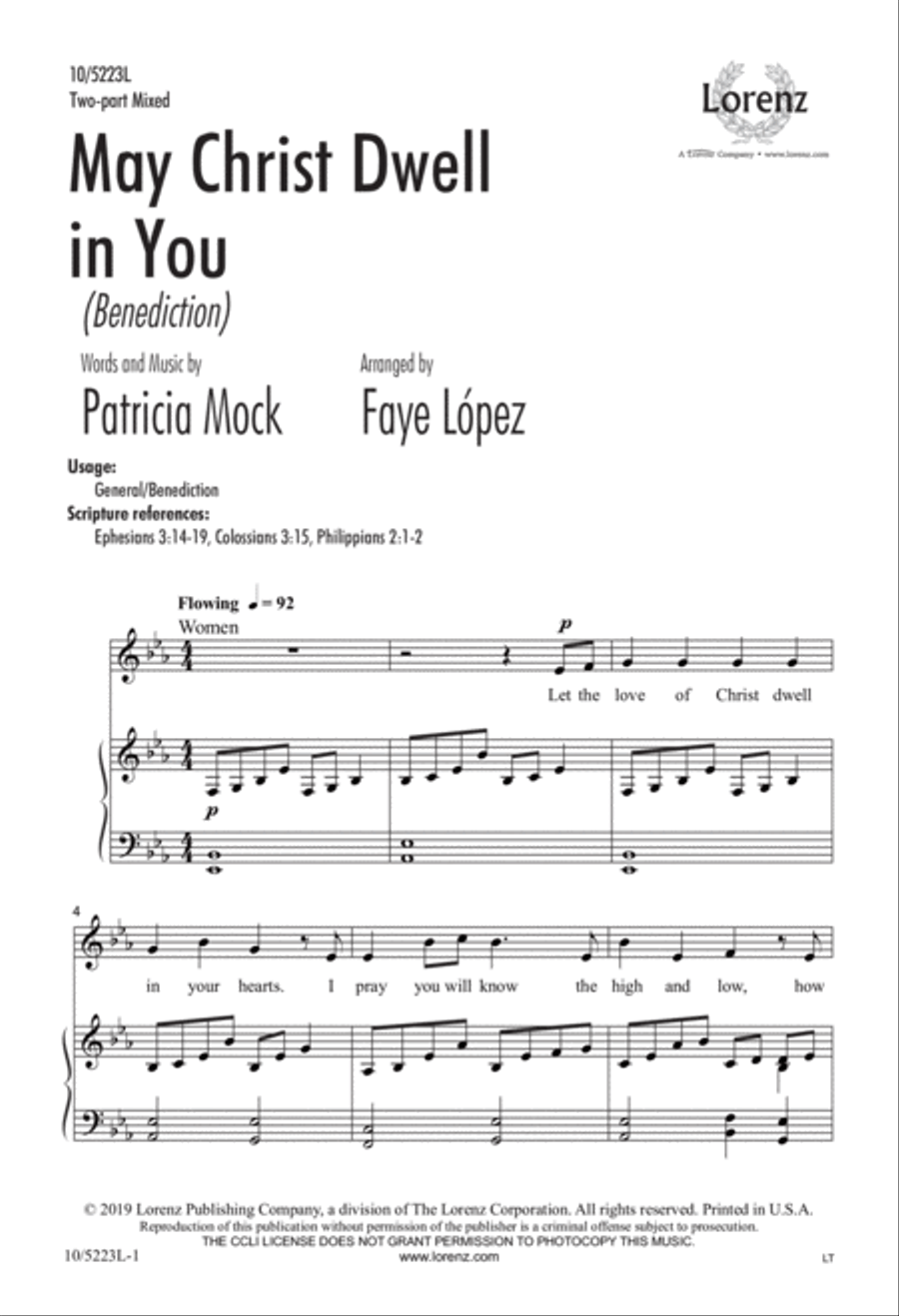 May Christ Dwell in You May Christ Dwell in You 2-Part scores gallery preview page 1