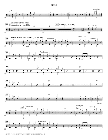 Mary Poppins Returns (Choral Highlights) (arr. Roger Emerson) - Drums