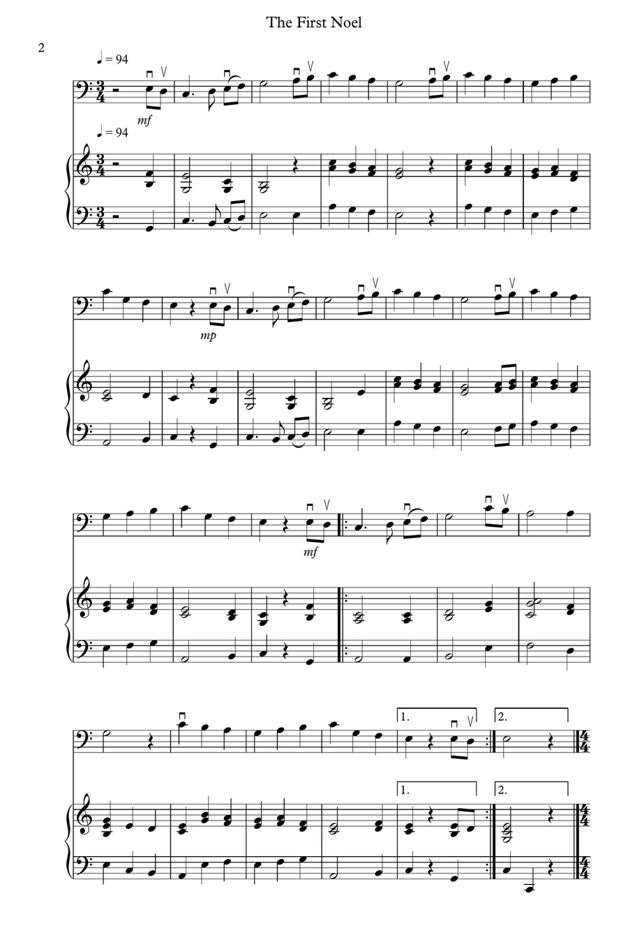 8 Easy Christmas Pieces for Double Bass And Piano String Duet scores gallery preview page 2
