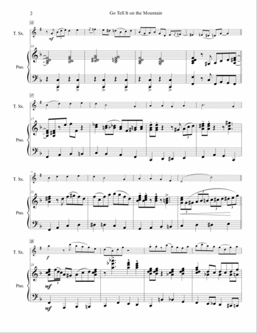 Go Tell It on the Mountain for Solo Tenor Saxophone Go Tell It on the Mountain for Solo Tenor Saxophone Tenor Saxophone scores gallery preview page 3