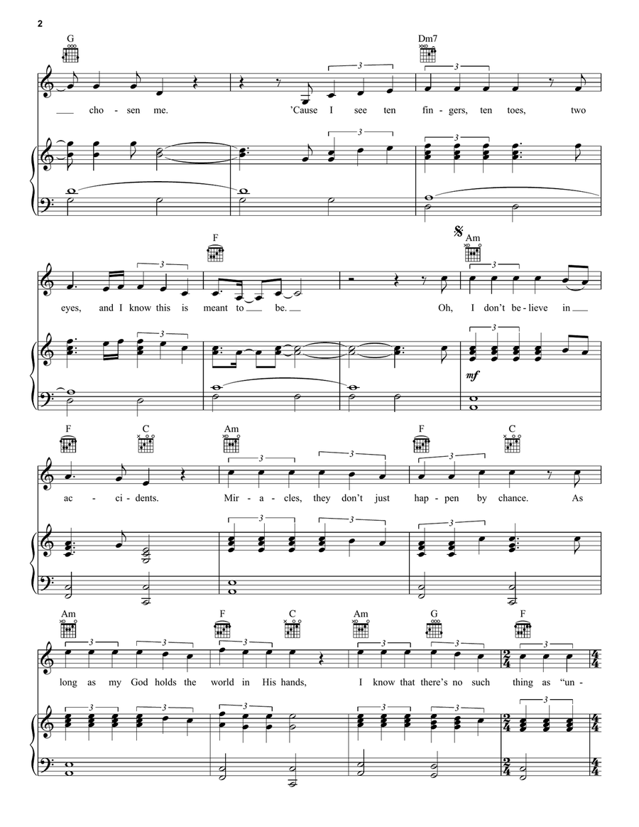 Unplanned Piano, Vocal, Guitar scores gallery preview page 2