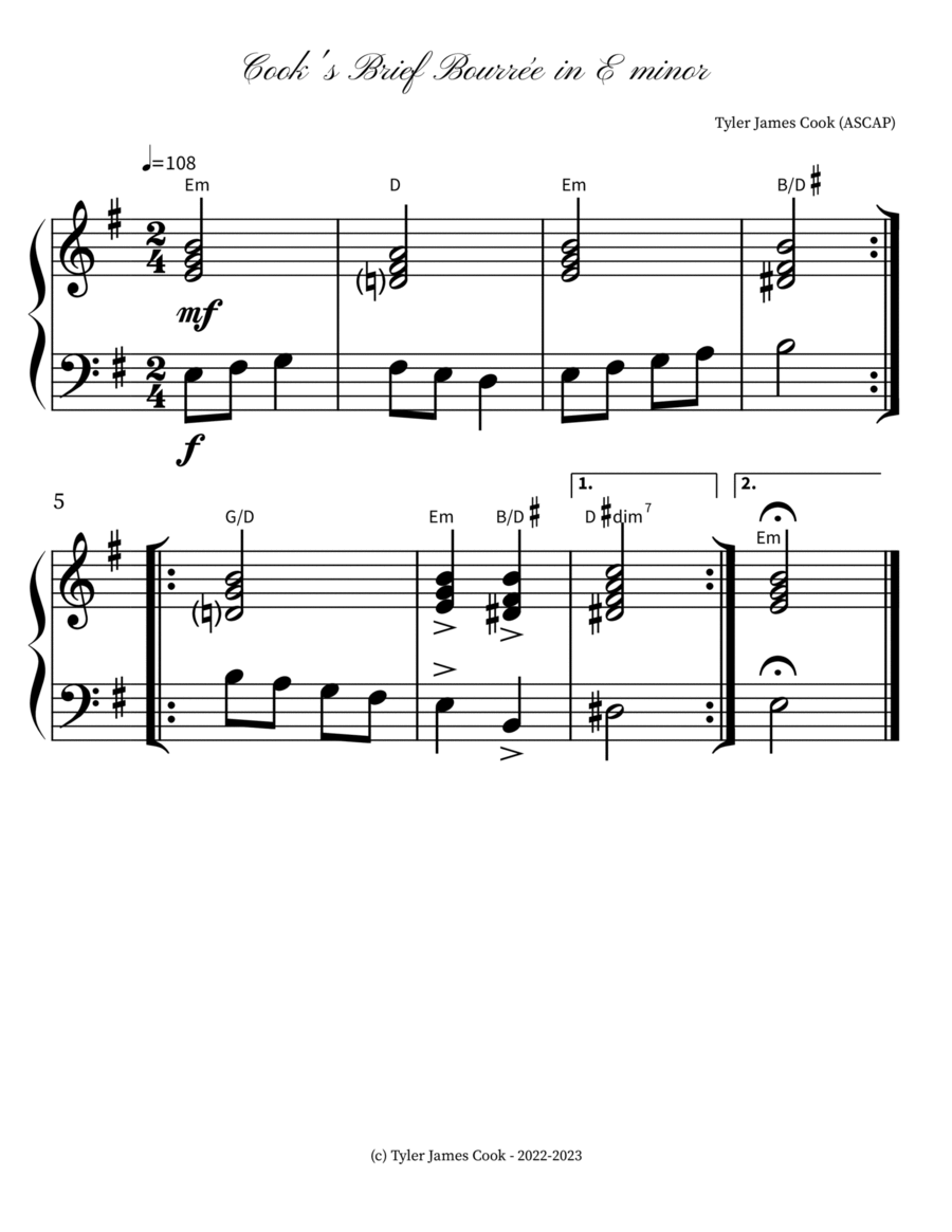 Cook's Brief Bourrée in E minor