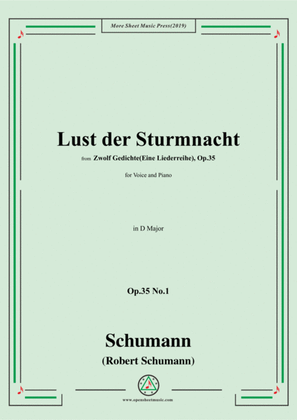 Book cover for Schumann-Lust der Sturmnacht,Op.35 No.1 in D Major,for Voice&Pano