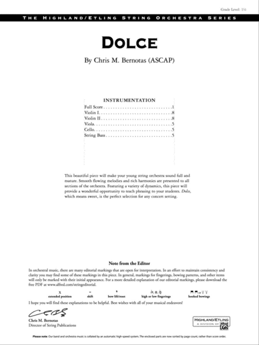 Dolce: Score Dolce: Score String Orchestra scores gallery preview page 1