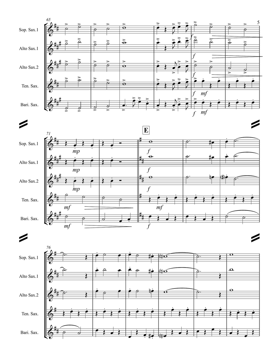 Beer Barrel Polka (roll Out The Barrel) Saxophone Quartet scores gallery preview page 6