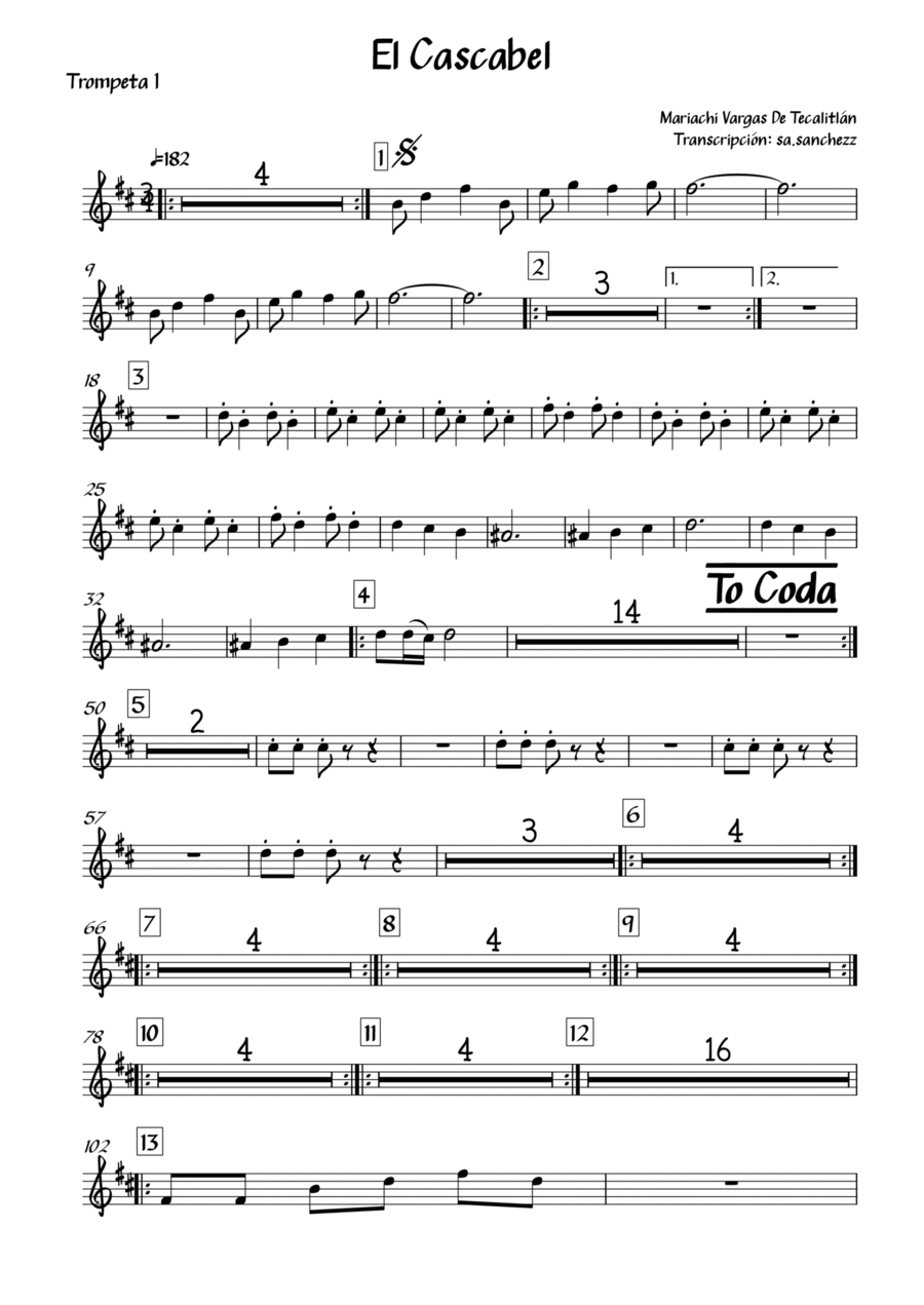 El Cascabel B-Flat Trumpet scores gallery preview page 1