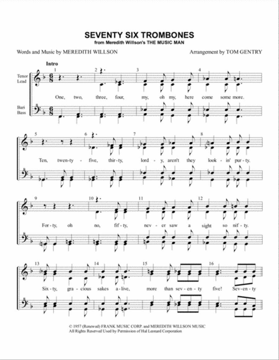 Seventy Six Trombones SSAA scores gallery preview page 1