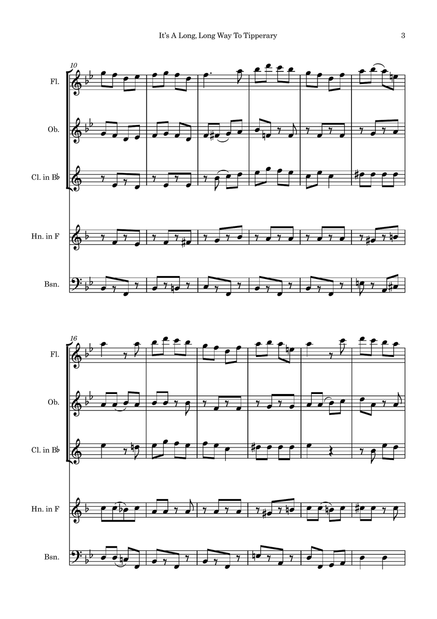 It's a Long, Long Way to Tipperary Woodwind Quintet scores gallery preview page 3