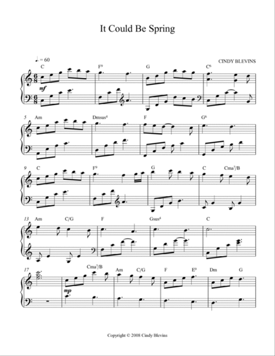 It Could Be Spring, original solo for Lever or Pedal Harp Pedal Harp scores gallery preview page 2