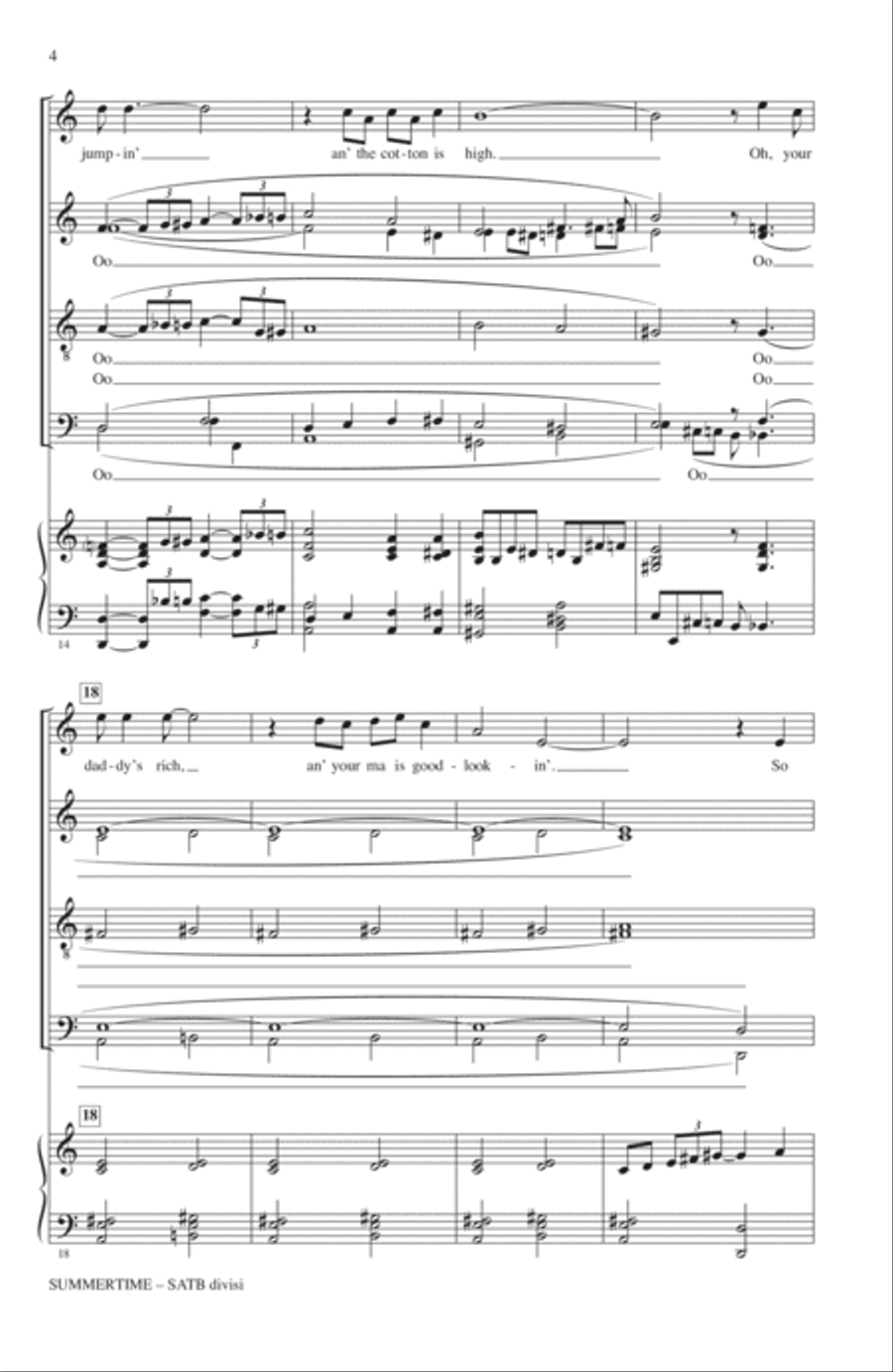Summertime (arr. Mac Huff) 4-Part scores gallery preview page 3