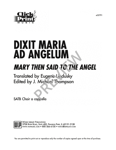 Dixit Maria ad Angelum