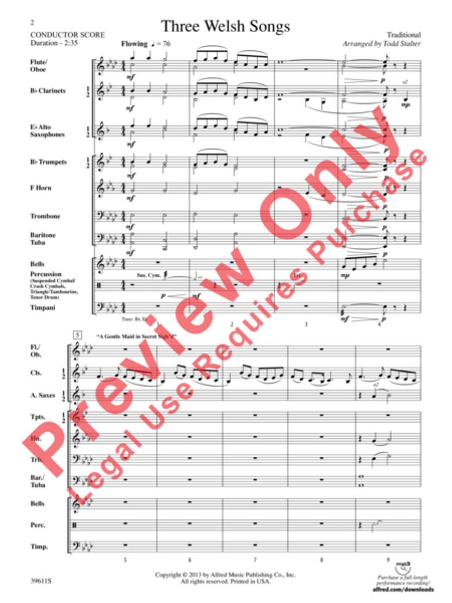 Three Welsh Songs Concert Band scores gallery preview page 3