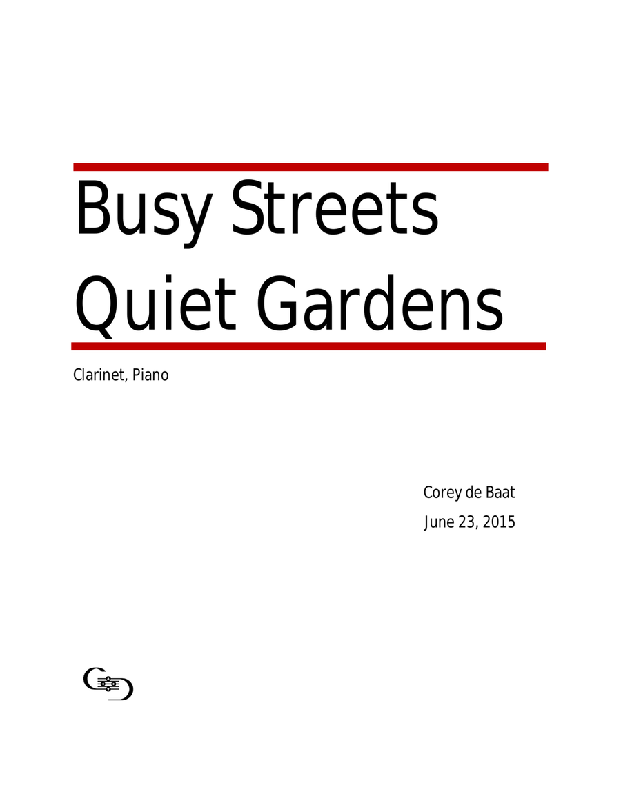 Busy Streets Quiet Gardens Clarinet Solo scores gallery preview page 1