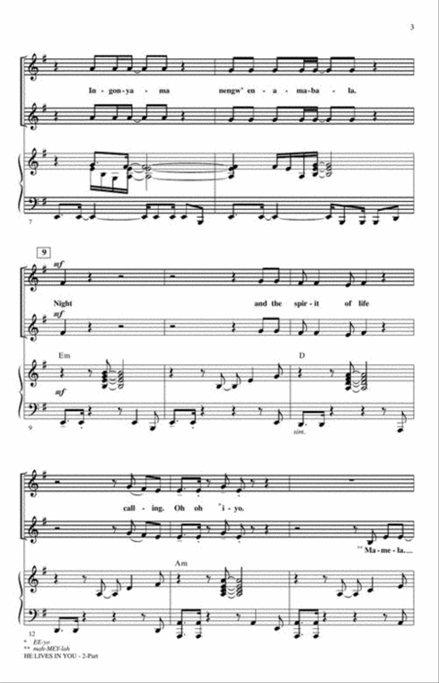 He Lives in You He Lives in You 2-Part scores gallery preview page 4