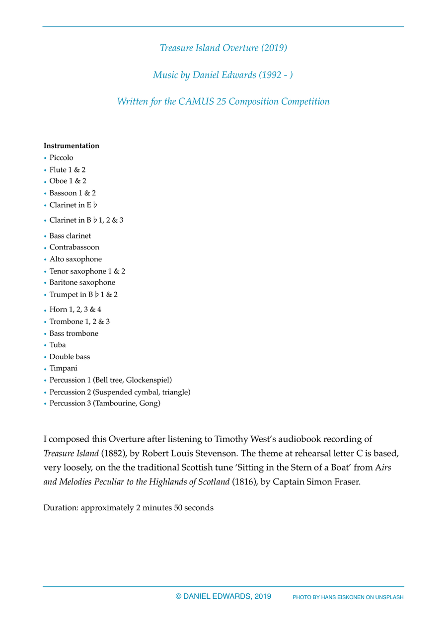 Treasure Island Overture - original composition for Concert Band by Daniel Edwards Concert Band scores gallery preview page 2