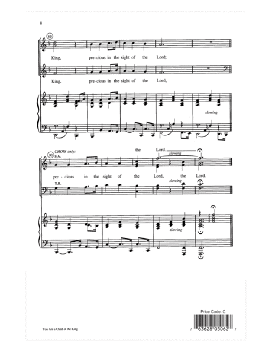 You Are a Child of the King Choir scores gallery preview page 8