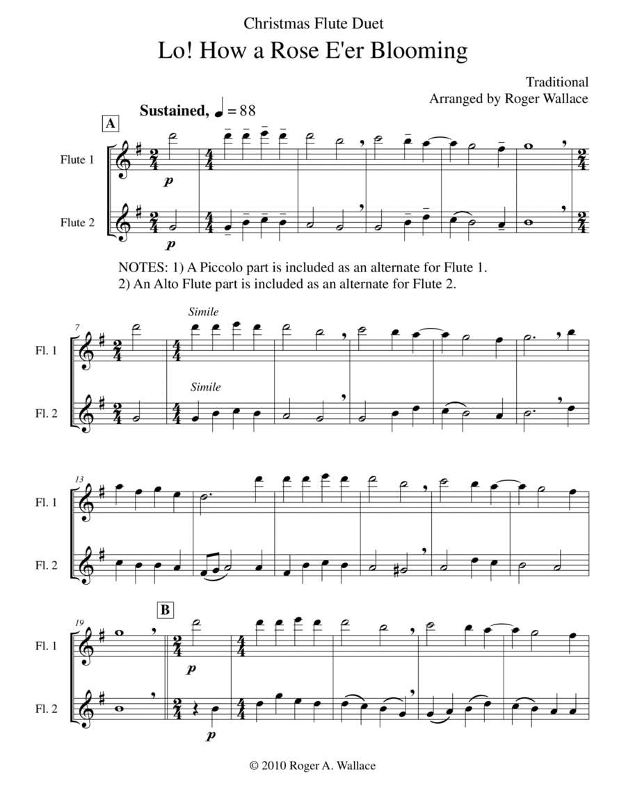 Lo! How a Rose E'er Blooming (Flute Duet) Flute Duet scores gallery preview page 1