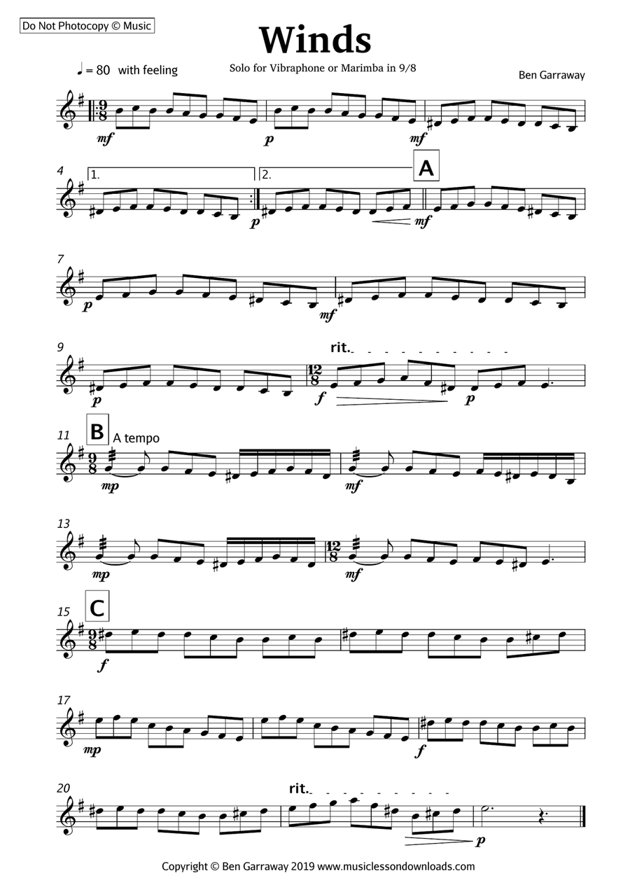 Marimba sheet deals music