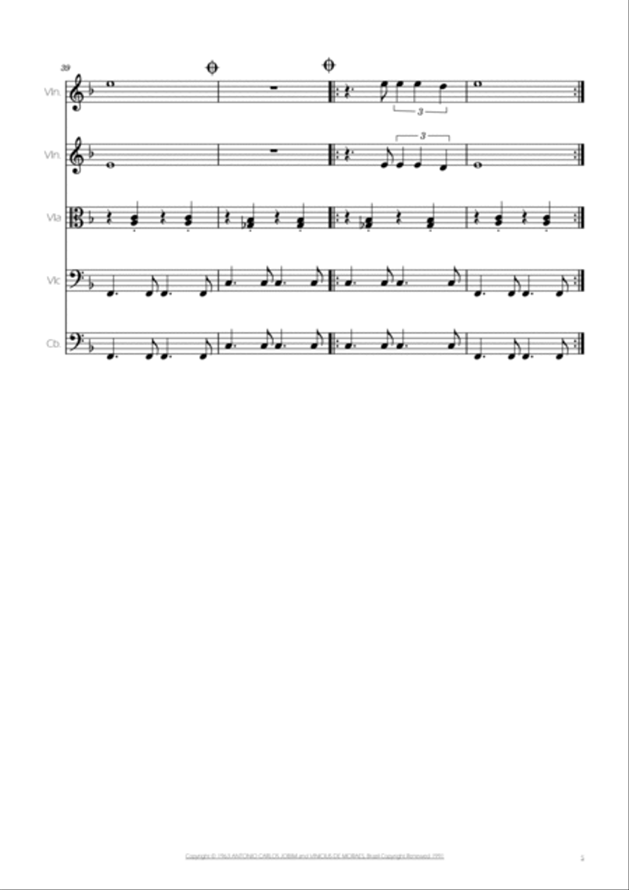 The Girl From Ipanema (garôta De Ipanema) String Quintet scores gallery preview page 5