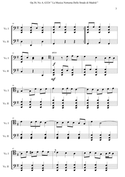 Luigi Boccherini " La Musica Notturna Delle Strade Di Madrid' No. 6. " (excerpts) For Two Cello image number null