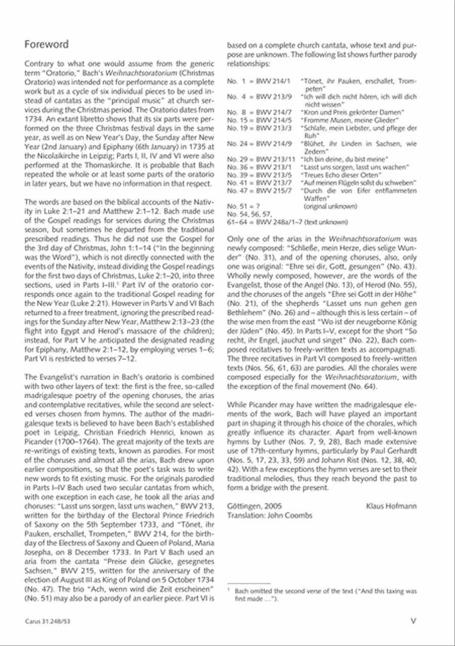 Christmas Oratorio, Parts I-VI (Weihnachtsoratorium, Teile I-VI) Voice scores gallery preview page 6