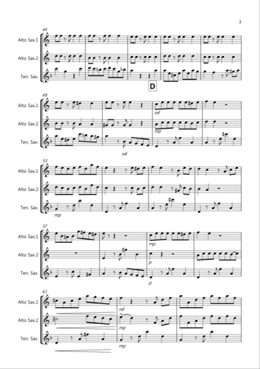 Tango á Trois for Saxophone Trio Woodwind Trio scores gallery preview page 3