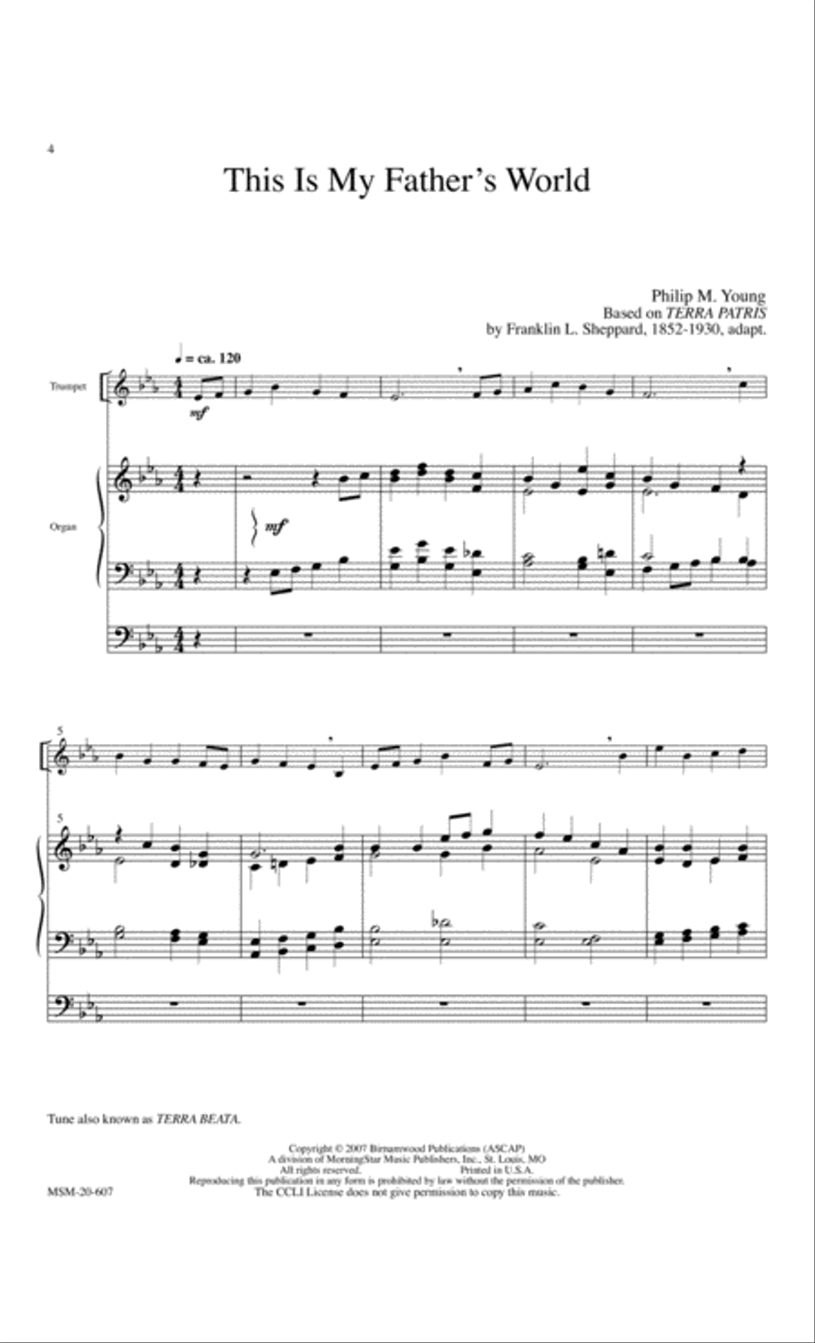 This Is My Father's World: Three Hymns for Trumpet and Organ Trumpet scores gallery preview page 3