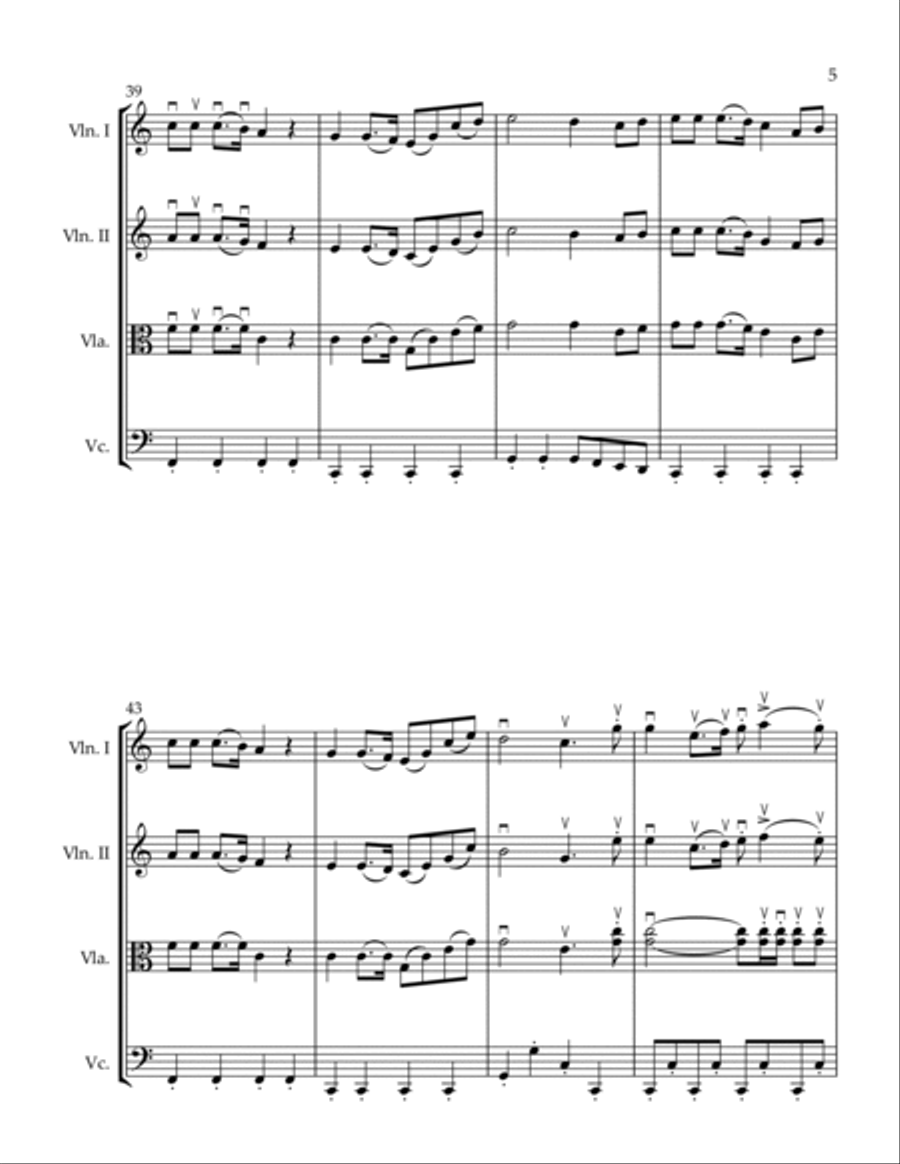 Patriotic Mashup Battle Hymn of the Republic / Battle Cry of Freedom String Quartet scores gallery preview page 5