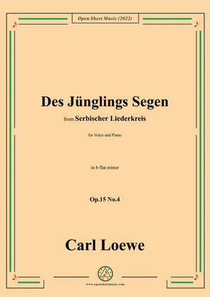 Book cover for Loewe-Des Junglings Segen,in b flat minor,Op.15 No.4