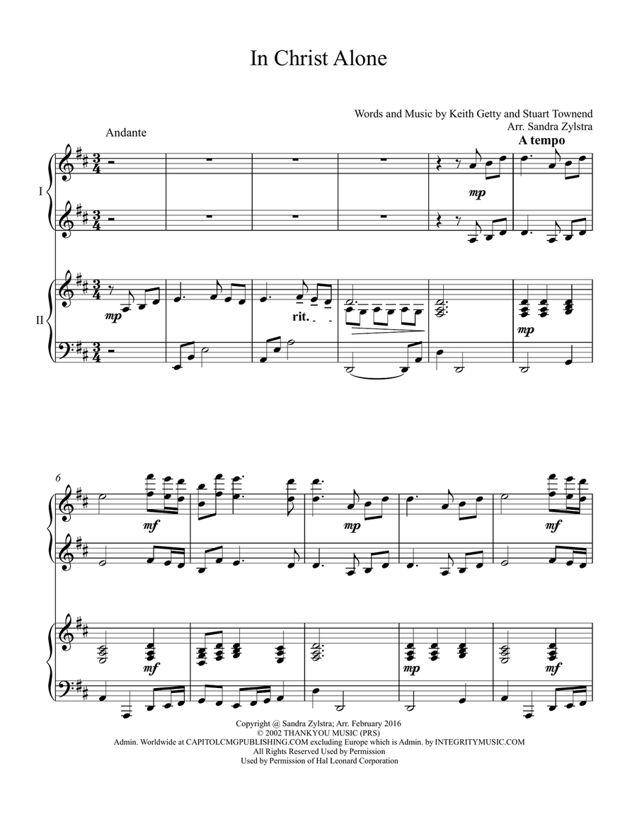 In Christ Alone Piano Duet scores gallery preview page 2