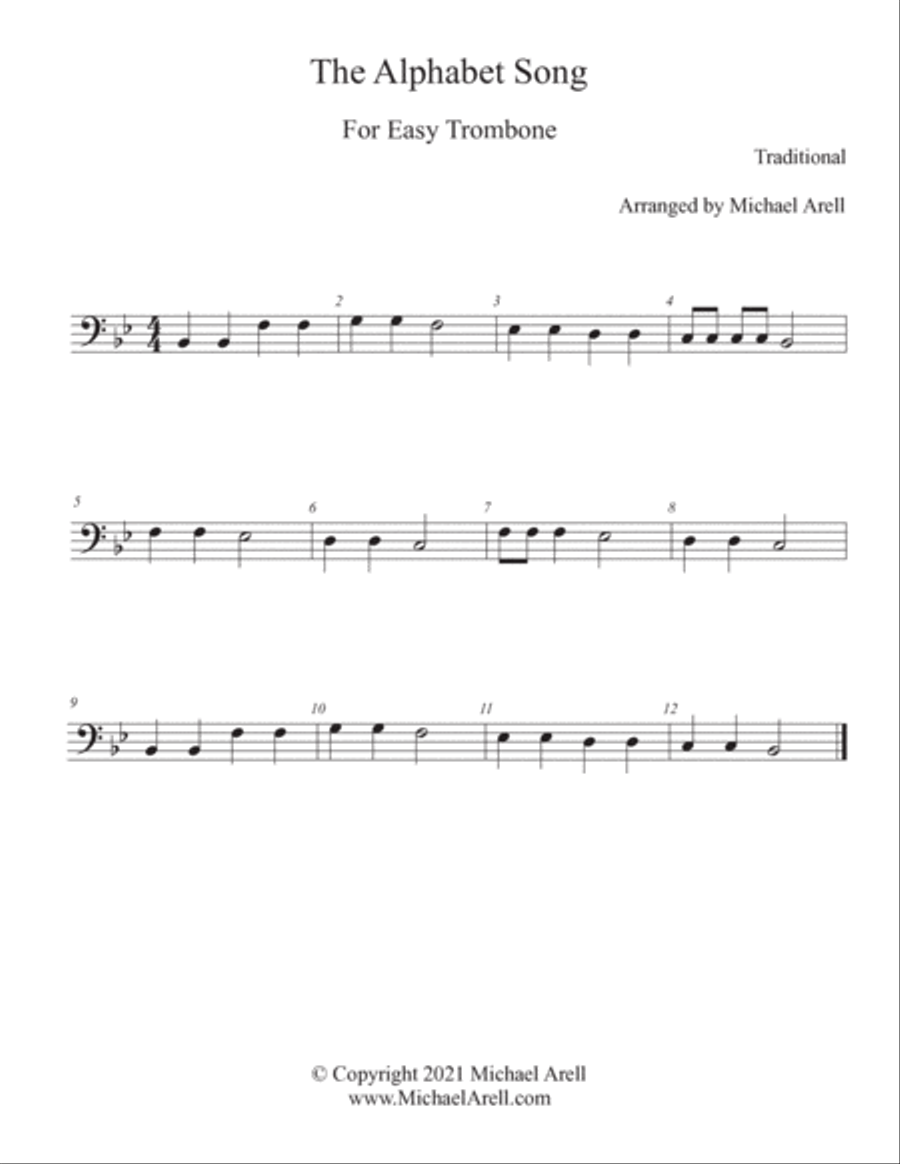 The Alphabet Song--Easy Trombone Trombone Solo scores gallery preview page 2