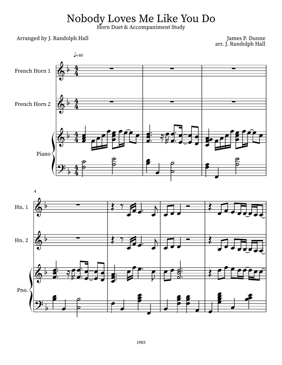Nobody Loves Me Like You Do Brass Duet scores gallery preview page 1
