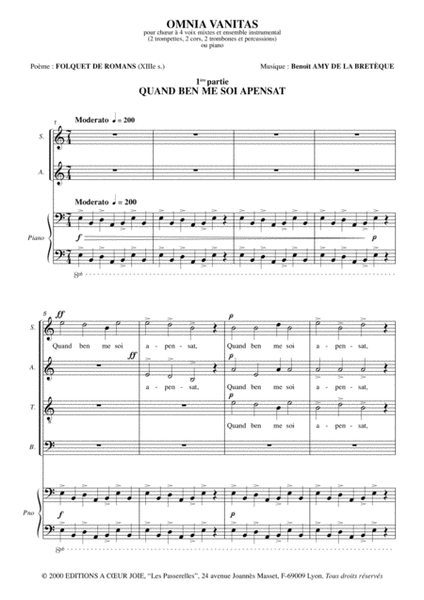 Omnia Vanitas - Choeur Et Piano