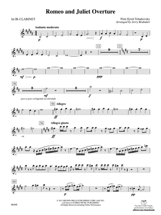 Book cover for Romeo and Juliet Overture: 1st B-flat Clarinet
