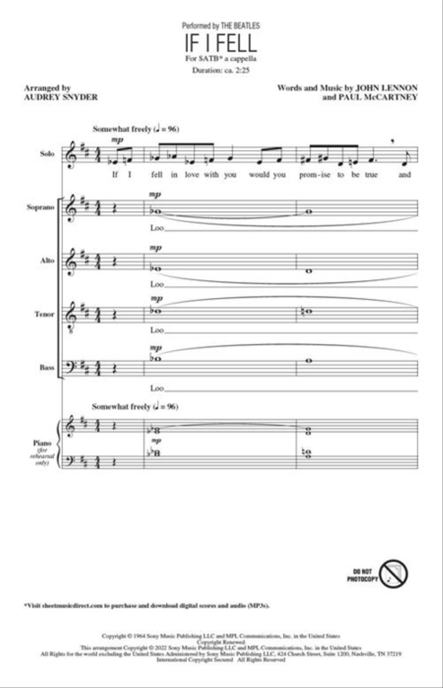 If I Fell 4-Part scores gallery preview page 3