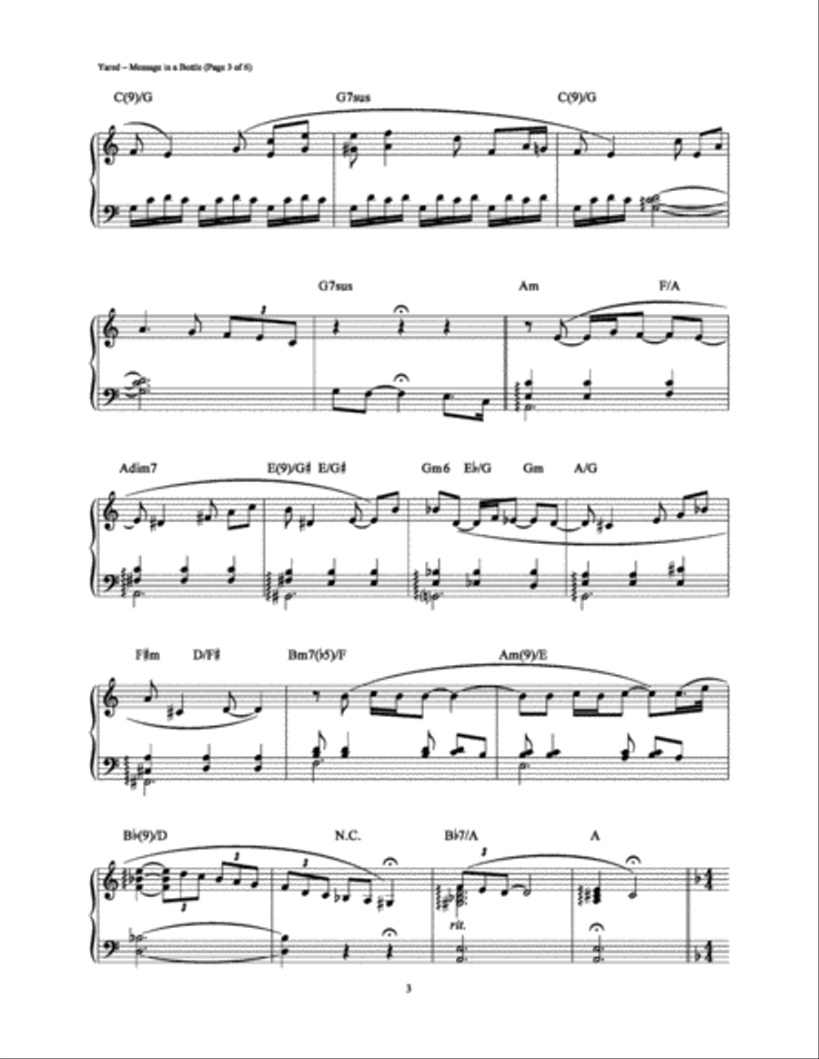 Message in a Bottle (Love Theme) Piano Solo scores gallery preview page 3