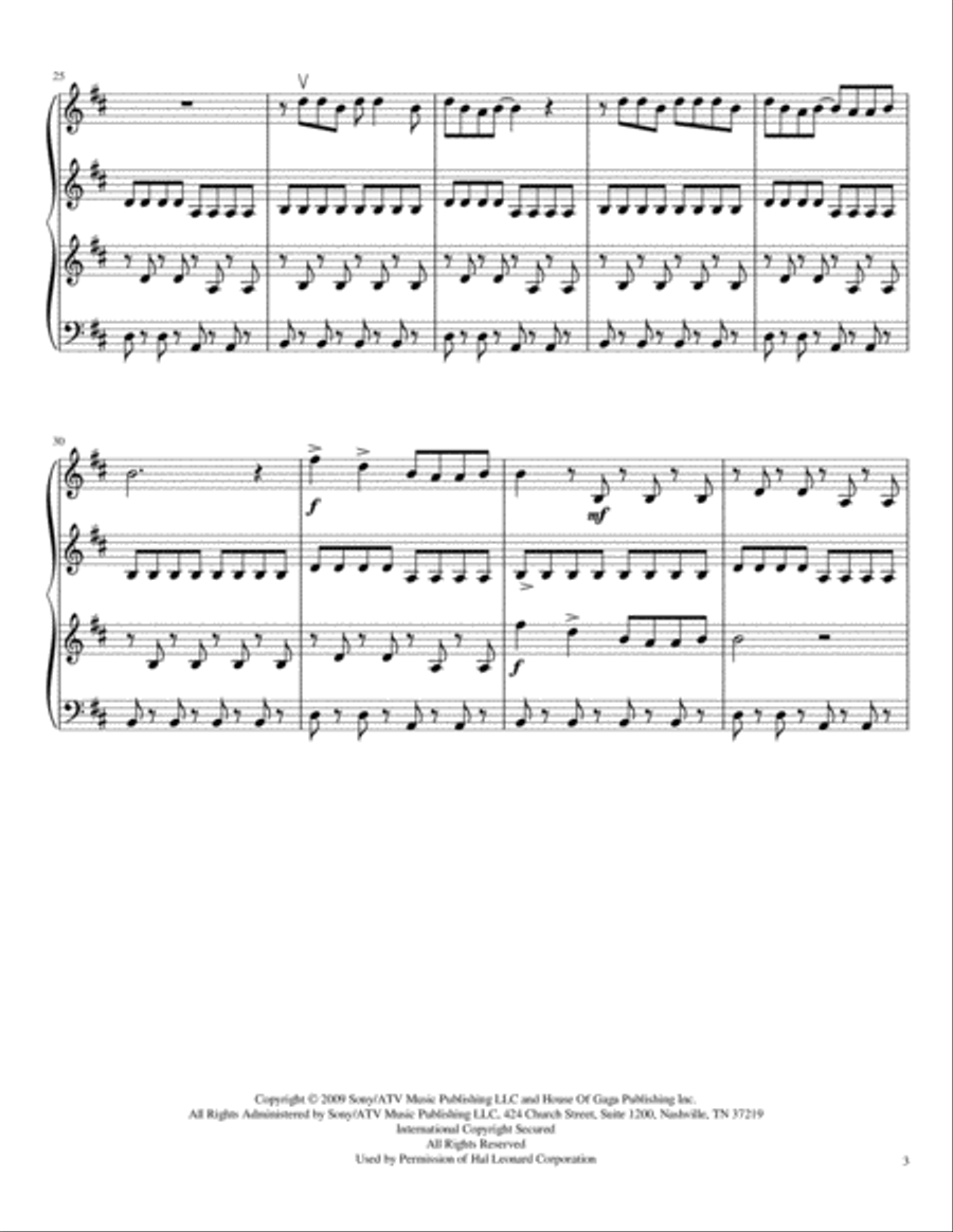 Bad Romance Bad Romance String Quartet scores gallery preview page 4